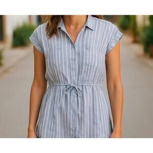 Japna - Blue and White Striped Shirt Dress - size small